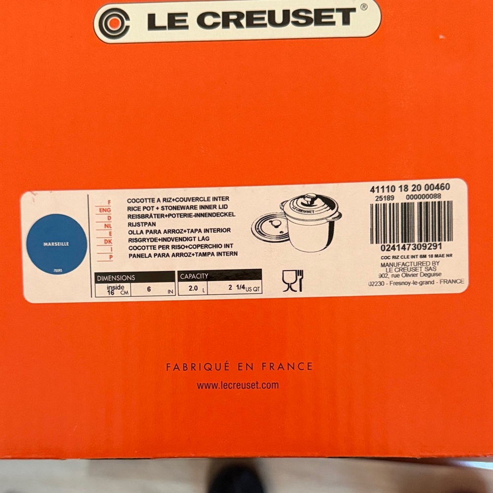 Le Creuset Marseille Blue Rice Cooker
